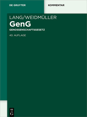 cover image of Lang/Weidmüller Genossenschaftsgesetz